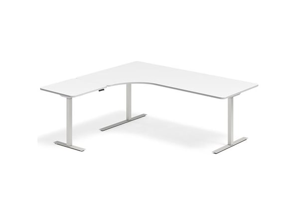 Hæve-sænkebord DNA, Hvid 2000x2000mm Venstre 3-ben/Alugrå
