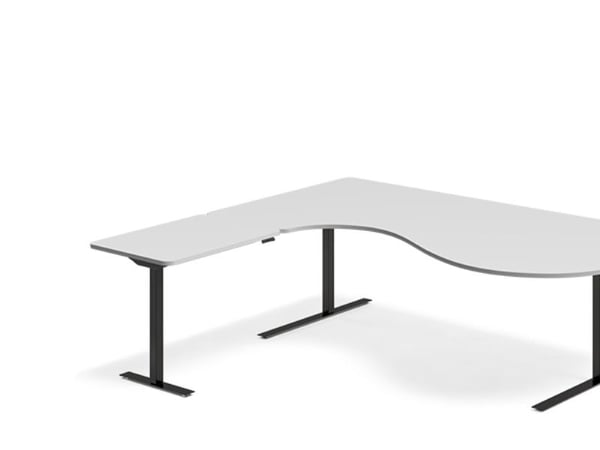 Hæve-sænkebord DNA, Lysgrå 1800x2000 mm Venstre 3-ben/Hvid