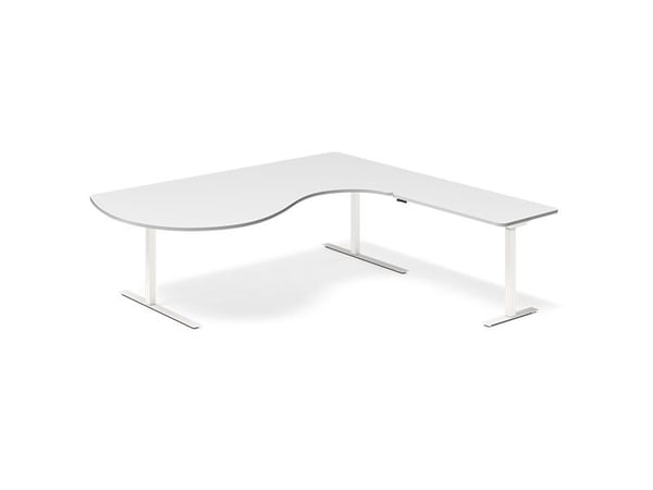 Höj- och sänkbord DNA, ljusgrå 2000x2000 mm, höger 3-ben/vit