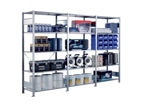 Startsektion boltless lagerhylla med ryggkryss 2000x1300x800 150 kg/hylla
