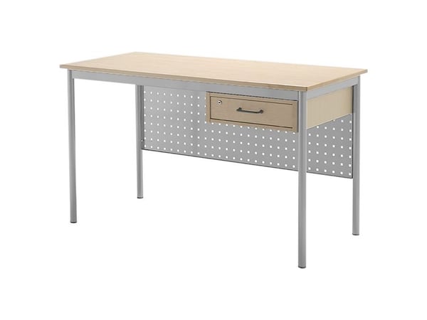 Lærerbord Combi 1400x700 mm Birk på alugrå understel