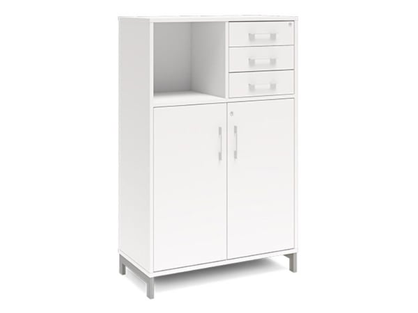 Kontorskab DNA, 800x1275 mm, Hvid/Sort, skuffemodul 3A4/2A4