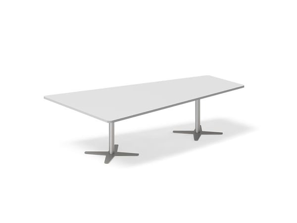 Konferencebord DNA, Lysgrå 2000x1425 mm trapezformet, Alugrå understel