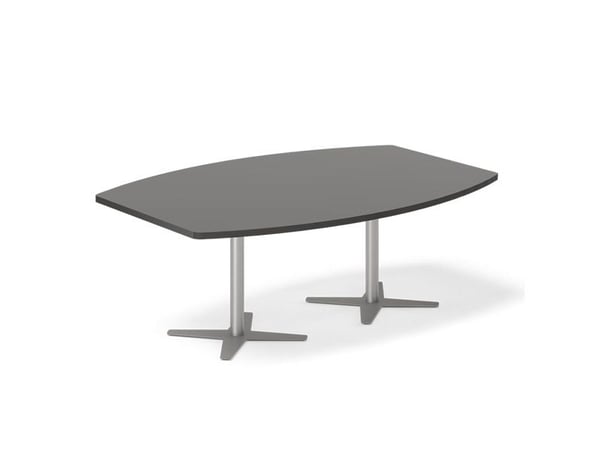 Konferencebord DNA, Antracit 3200x1200 mm bådformet, Hvid understel