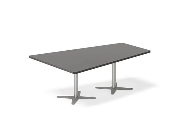 Konferencebord DNA, Antracit 3200x1800 mm trapezformet, Alugrå understel