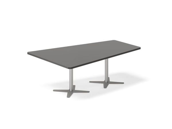 Konferencebord DNA, Antracit 3200x1800 mm trapezformet, Hvid understel