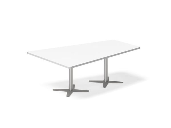 Konferencebord DNA, Hvid 5000x2365 mm trapezformet, Alugrå understel