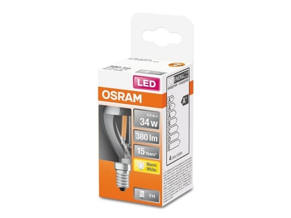 OSRAM LED STAR - LED-filamentlyspære - form: P45 - klar finish - E14 - 4 W (ekvivalent 31 W) - klasse F - varmt hvitt lys - 2700 K