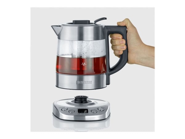 SEVERIN WK 3473 Deluxe Mini - Temaskin/kjele - 1 liter - 2.2 kW - glass/brushed stainless steel/black