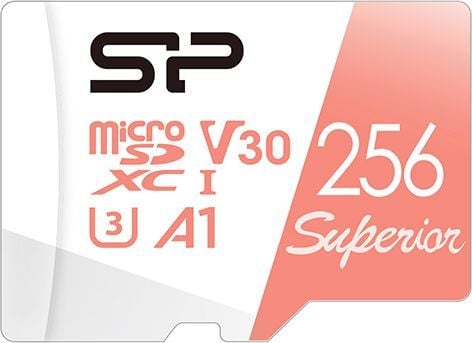 SILICON POWER Superior - Flashminnekort (microSDXC til SD-adapter inkludert) - 256 GB - A1 / Video Class V30 / UHS-I U3 / Class10 - microSDXC UHS-I