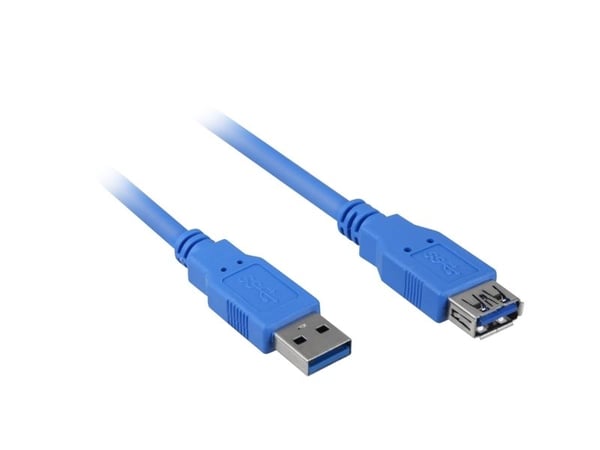 Sharkoon - USB-förlängningskabel - USB typ A (hane) till USB typ A (hona) - USB 3.0 - 3 m - blå