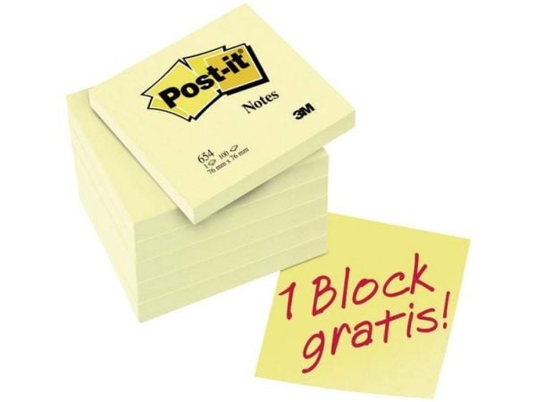 Post-it Post-It 7100199885 76 mm x 76 mm Gul 600 Blad