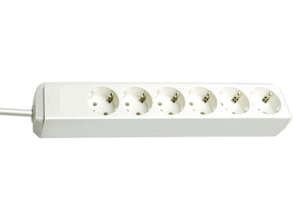 Brennenstuhl Eco-Line, 6 AC-pistorasia(a), Tyyppi H, Valkoinen, 1,5 m, 330 mm