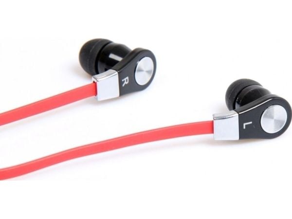 Media-Tech MAGICSOUND DS-2 MT3556 - Hörlurar med mikrofon - inuti örat - kabelansluten - svart, röd