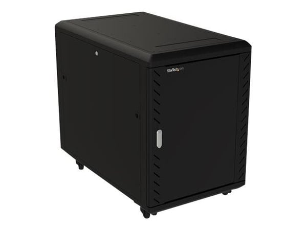 StarTech.com 15U 19" Server Rack Cabinet, 4 Post Adjustable Depth (6-32") Locking Knock Down Network/Computer Equipment Enclosure, Mobile with Glas...