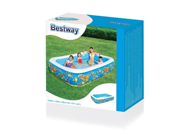 Bestway 54121, Oppblåsbart basseng, 1161 l, Rektangulær, 6 år, Vinyl, Flerfarget