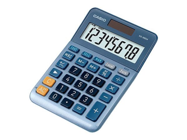 Bordkalkulator Casio MS-88EM, blå, 8 siffer