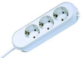 Bachmann 3x Schuko H05VV-F 3G 1.50mm² 16A/3680W 5m, 5 m, Muovi, Valkoinen, 3 AC-pistorasia(a), 3680 W, 16 A