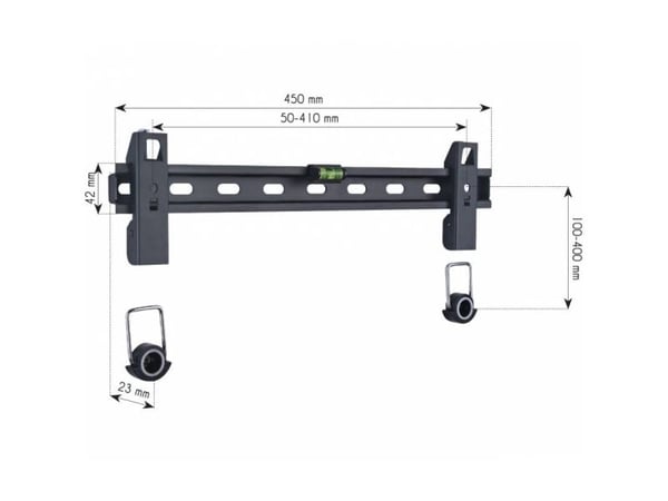 Techly ICA-PLB 139M, 58,4 cm (23"), 139,7 cm (55"), 50 kg, 400 x 400 mm, 400 x 400 mm, Sort