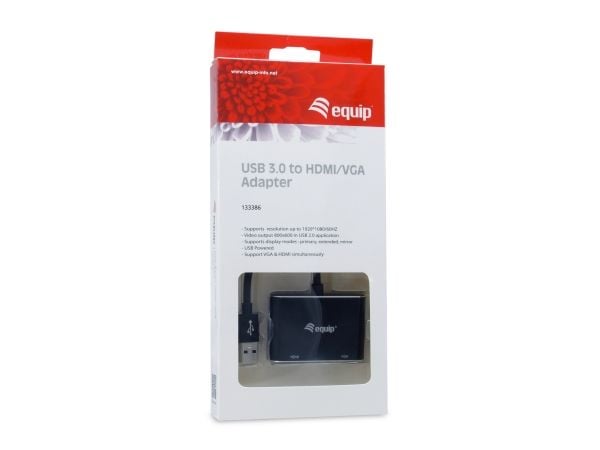 Equip 133386, 3.2 Gen 1 (3.1 Gen 1), USB Type-A, HDMI-utgang, 1920 x 1080 piksler