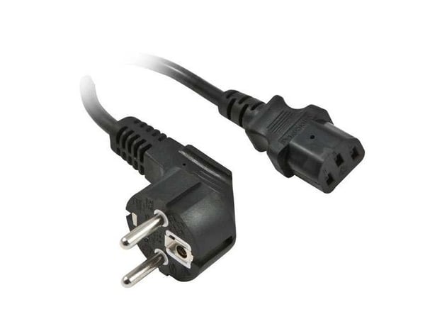 Verkkokaapeli 230V suojakosketin CEE7(pistoke)->kylmälaite IEC-C13(pistorasia), 3m, musta, Synergy 21,