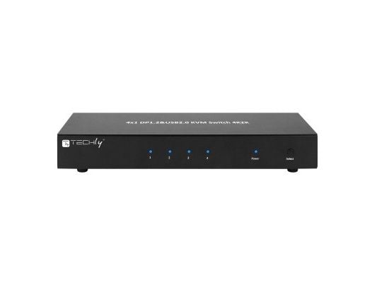 TECHly 4 Port DisplayPort 1.2 KVM Switch with Hub and audio - KVM / lyd / USB-svitsj - 4 x KVM/lyd - 1 lokalbruker - stasjonær