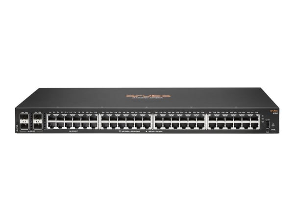 HPE Aruba 6100 48G 4SFP+ Switch - Switch - Styrt - 48 x 10/100/1000 + 4 x 1 Gigabit / 10 Gigabit SFP+ - side til side-luftflyt - rackmonterbar