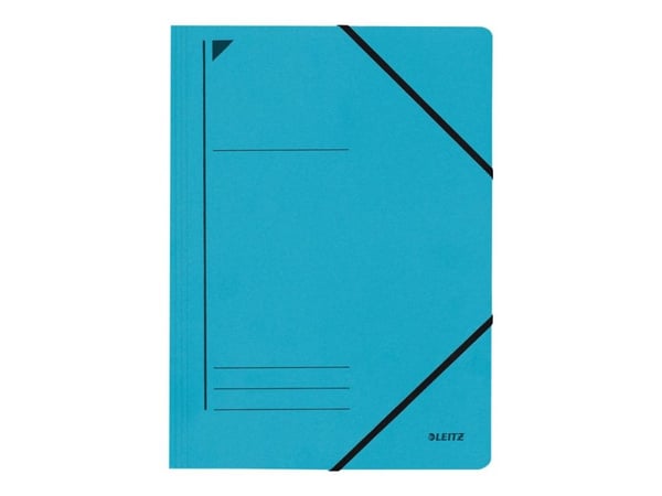 LEITZ hjørneklemme, DIN A4, farget sponplate 450 gsm, blå med elastisk lukking, kapasitet: 250 ark (3980-00-35)