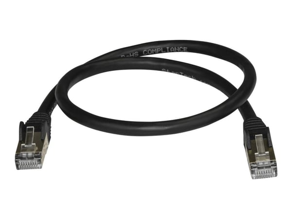 Startech 50cm CAT6A Ethernet Cable, 10 Gigabit Shielded Snagless RJ45 100W PoE Patch Cord, CAT 6A 10GbE STP Network Cable w/Strain Relief, Black, U...