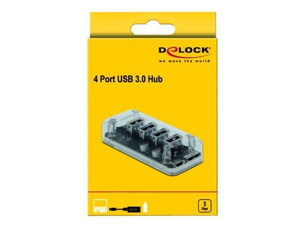 Delock External USB 3.0 Hub with 4 Ports - Hub - 4 x SuperSpeed USB 3.0 - stasjonær