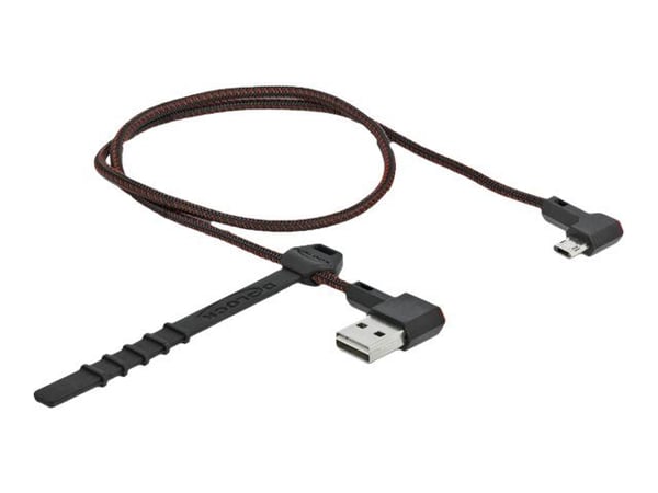 Delock Easy - USB-kabel - USB (hann) 90°-vinklet, reversibel til Micro-USB type B (hann) 90°-vinklet, reversibel - USB 2.0 - 50 cm - svart