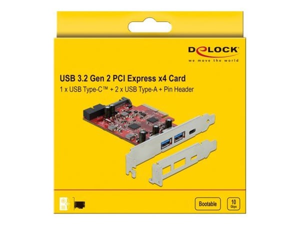 Delock - USB-adapter - PCIe 3.0 x4 - USB 3.2 Gen 2 x 3 + USB 3.0 (intern) x 1