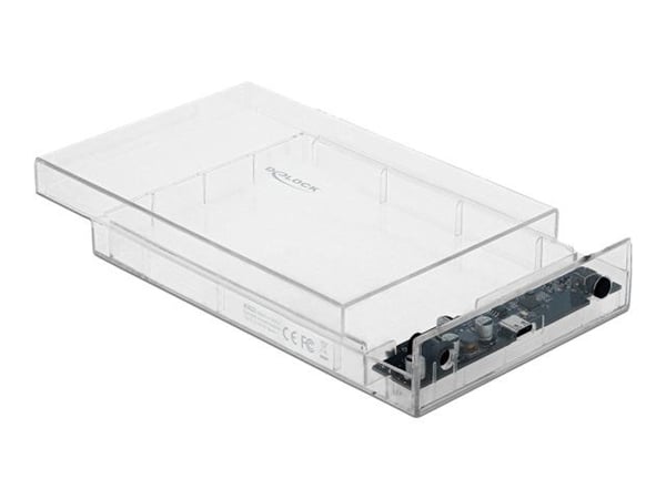 Delock External Enclosure for 3.5" SATA HDD with USB Type-C - Drevkabinett - 3.5" - SATA 6Gb/s - USB 3.2 (Gen 1) - gjennomsiktig
