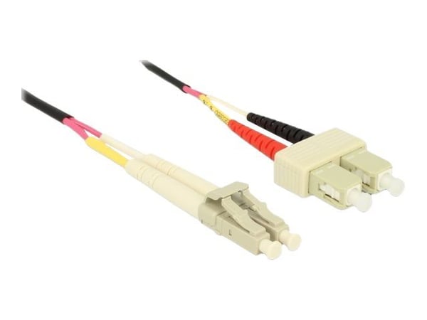 Delock - Nettverkskabel - LC multimodus (hann) til SC flermodus (hann) - 0.5 m - 1.8 mm - fiberoptisk - 50 / 125 mikroner - OM4 - fiolett