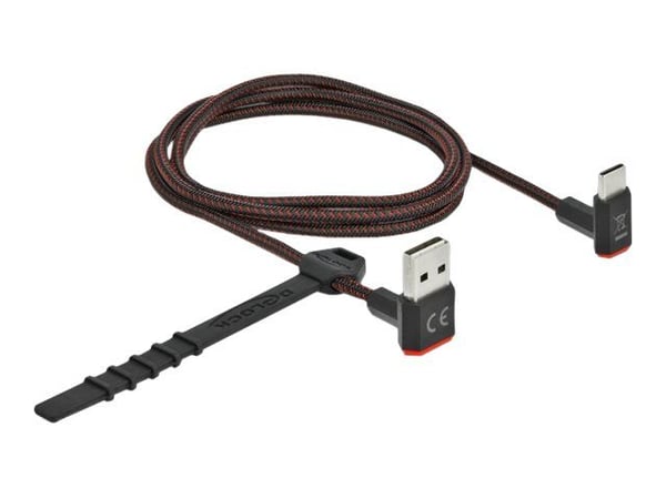 Delock Easy - USB-kabel - USB (hann) opp/ned-vinklet, vendbar til 24 pin USB-C (hann) opp/ned-vinklet, vendbar - 1 m - svart