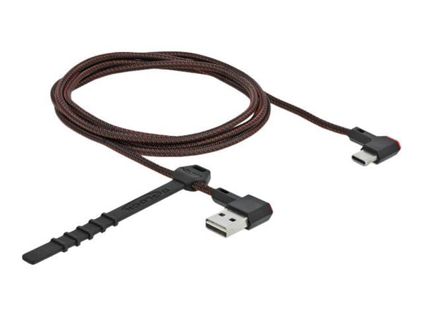 Delock Easy - USB-kabel - USB (hann) venstre/høyre-vinklet, reversibel til 24 pin USB-C (hann) venstre/høyre-vinklet, reversibel - 1.5 m - svart