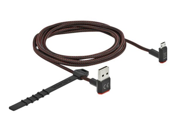 Delock Easy - USB-kabel - USB (hann) opp/ned-vinklet, vendbar til Micro-USB type B (hann) opp/ned-vinklet, vendbar - 2 m - svart