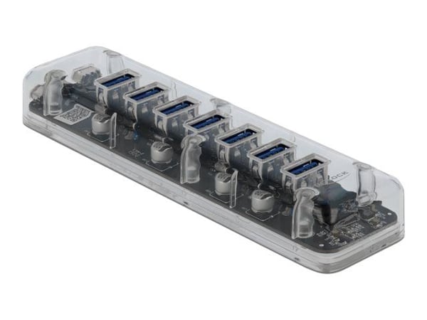Delock External USB 3.0 Hub with 7 Ports - Hub - 7 x SuperSpeed USB 3.0 - stasjonær