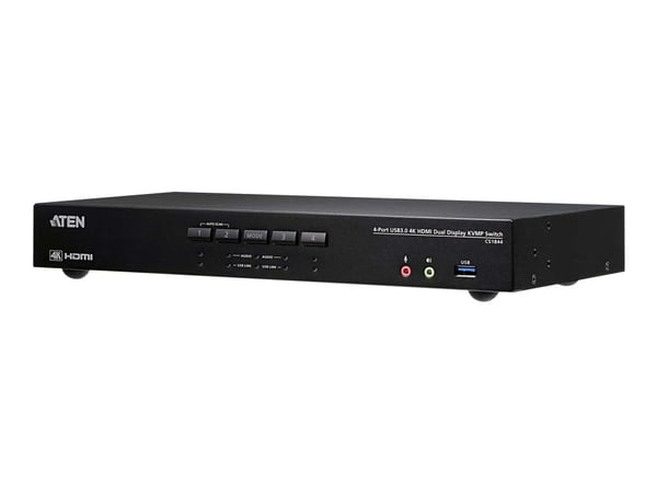ATEN CS1844 4-Port USB 3.0 4K HDMI Dual Display KVMP Switch - Omkopplare för tangentbord/video/mus/ljud/USB - 4 x KVM/ljud/USB - 1 lokal användare ...