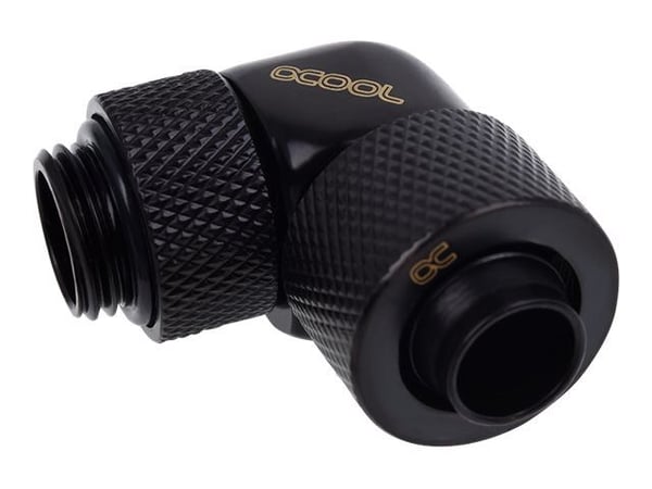 Alphacool Eiszapfen 13/10mm compression fitting 90° rotatable G1/4 - Inpassning till vätskekylsystem - svart, matt svart