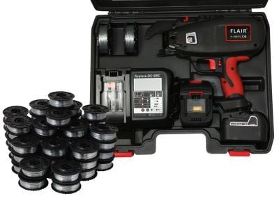 Flair bindemaskine FL-40RT/2 - 2x14,4V Li-ion batt., lader & 2 rl. + 50 rl. tråd i kuffert