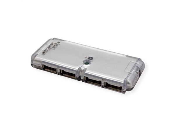 VALUE USB 2.0 Notebook Hub, 4 Ports, USB 2.0, USB 2.0, 480 Mbit/s, Sølv, Plast, 0,2 m
