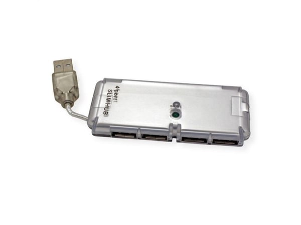 VALUE USB 2.0 Notebook Hub, 4 Ports, USB 2.0, USB 2.0, 480 Mbit/s, Sølv, Plast, 0,2 m