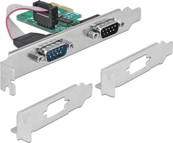 Delock PCI Card > 2 x Serial RS-232 - Seriell adapter - PCIe 1.1 - RS-232 x 2 - grønn