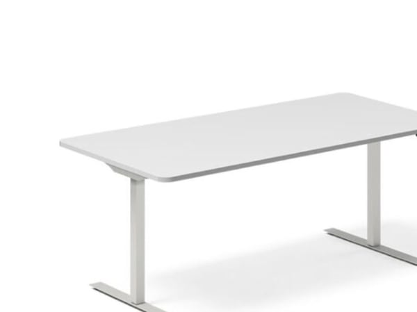 Hæve-sænkebord DNA, Lysgrå 1800x800 mm 2-ben/Hvid