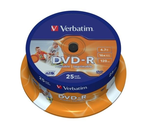 Verbatim - 25 x DVD-R - 4.7 GB 16x - bred fotoskrivbar overflate - spindel