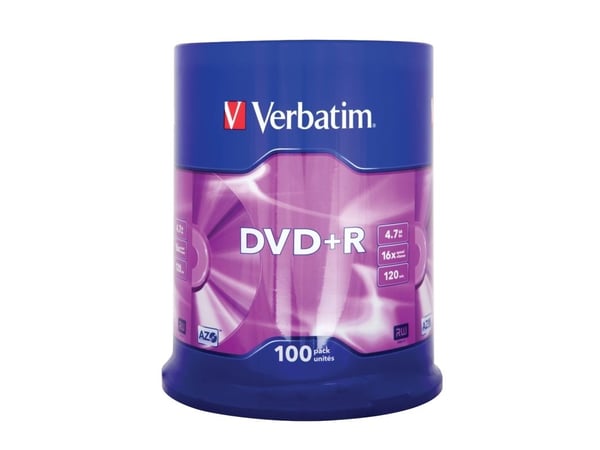 Verbatim - 100 x DVD+R - 4.7 GB 16x - matt sølv - spindel