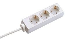 Bachmann 3x Schuko H05VV-F 3G 1.50mm² 16A/3680W 3m, 3 m, Muovi, Valkoinen, 3 AC-pistorasia(a), 3680 W, 16 A