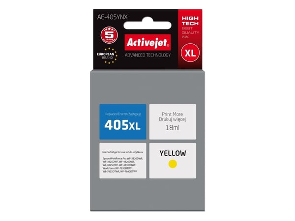 Activejet AE-405YNX, Høyt (XL) utbytte, Gult, Fargestoffbasert blekk, 18 ml, 1 stykker, Enkeltpakke