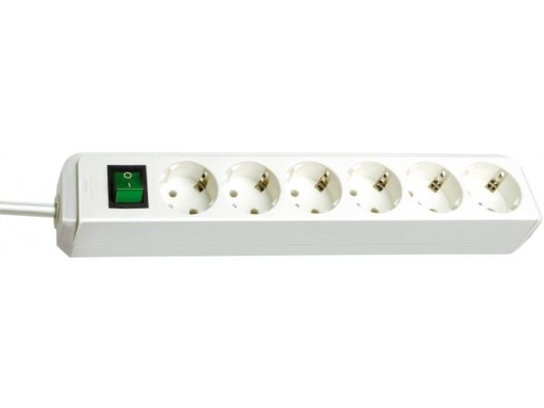 Brennenstuhl Eco, 1,5 m, Valkoinen, 6 AC-pistorasia(a), Valkoinen, 79 mm, 361 mm